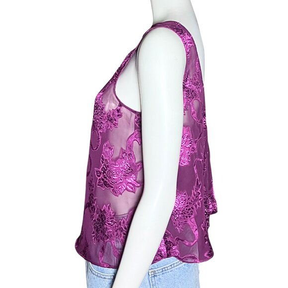 Vintage Victoria’s Secret Gold Label Sheer Purple Tank Top. Small. Fairy Brocade - Picture 2 of 9